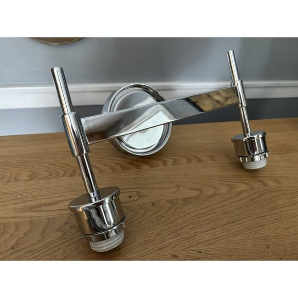 West Elm Sculptural Double Sconce Polished Nickel Clear Globe Bathroom light - Picture 9 of 16